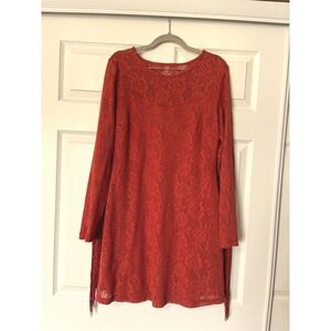 Idyllwind Miranda Lambert Rust Orange Floral Lace Fringe Mini Dress Medium